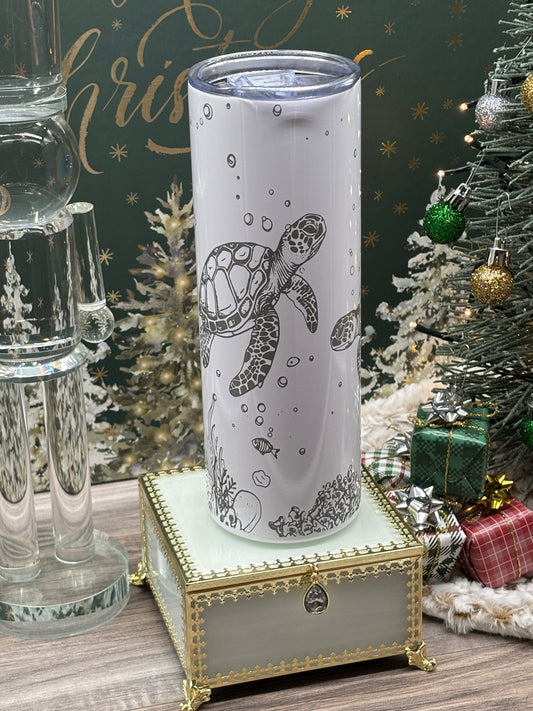 20oz Engraved Sea Turtle Skinny Tumbler