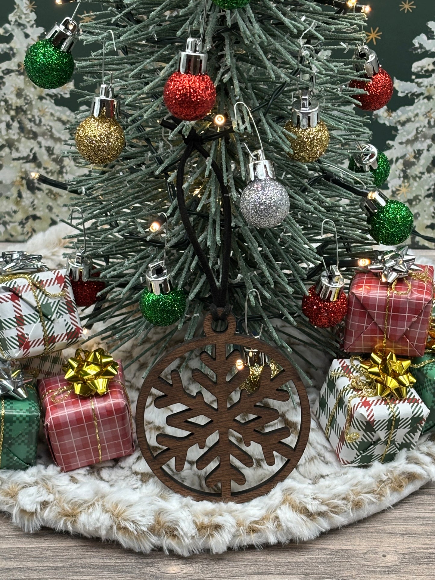 Solid Oak Snowflake Ornament