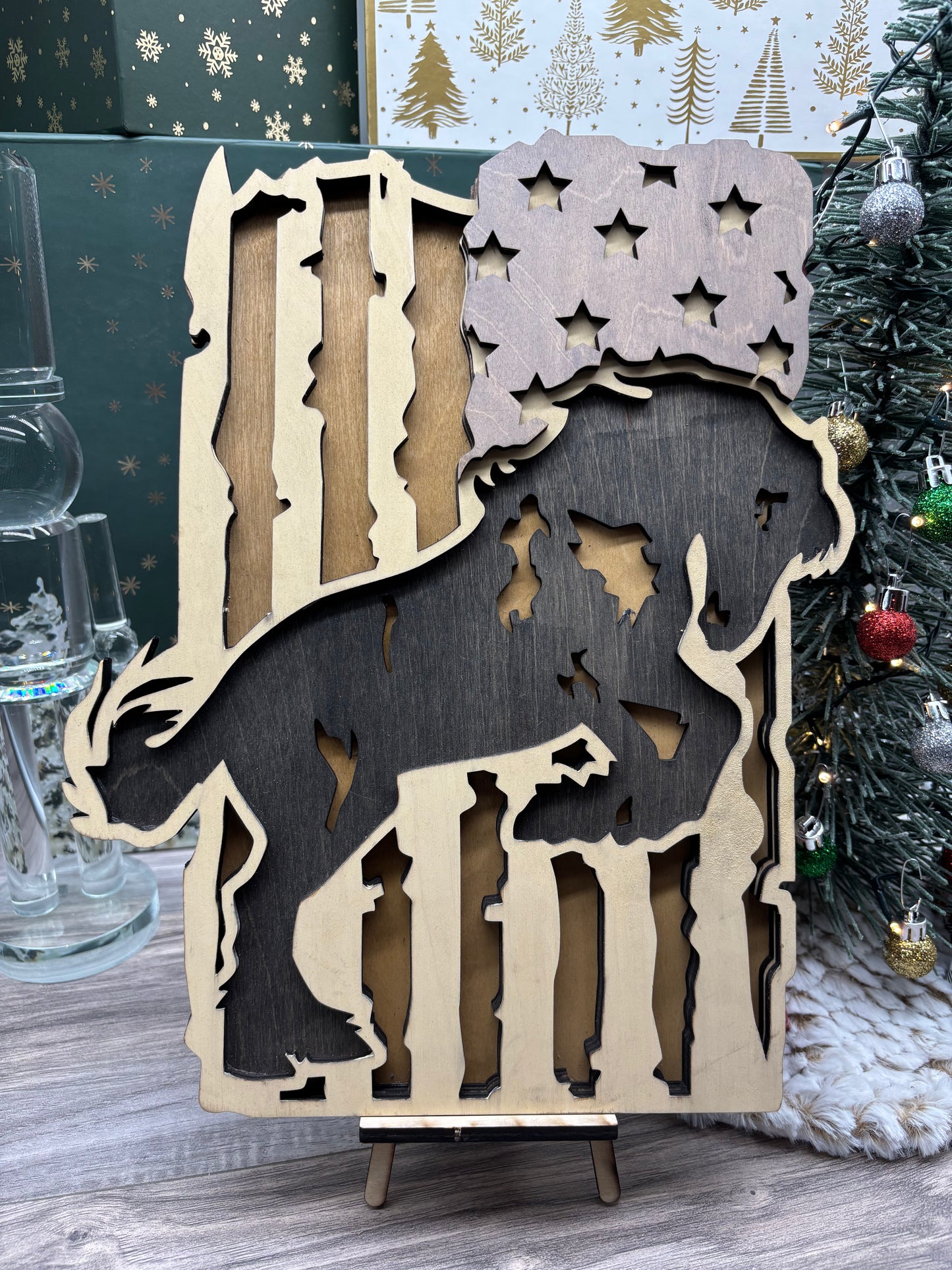 Layered American Flag and Horse