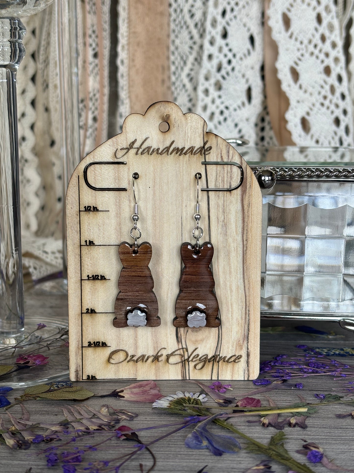 Elegant Cotton Tail Bunny Earrings