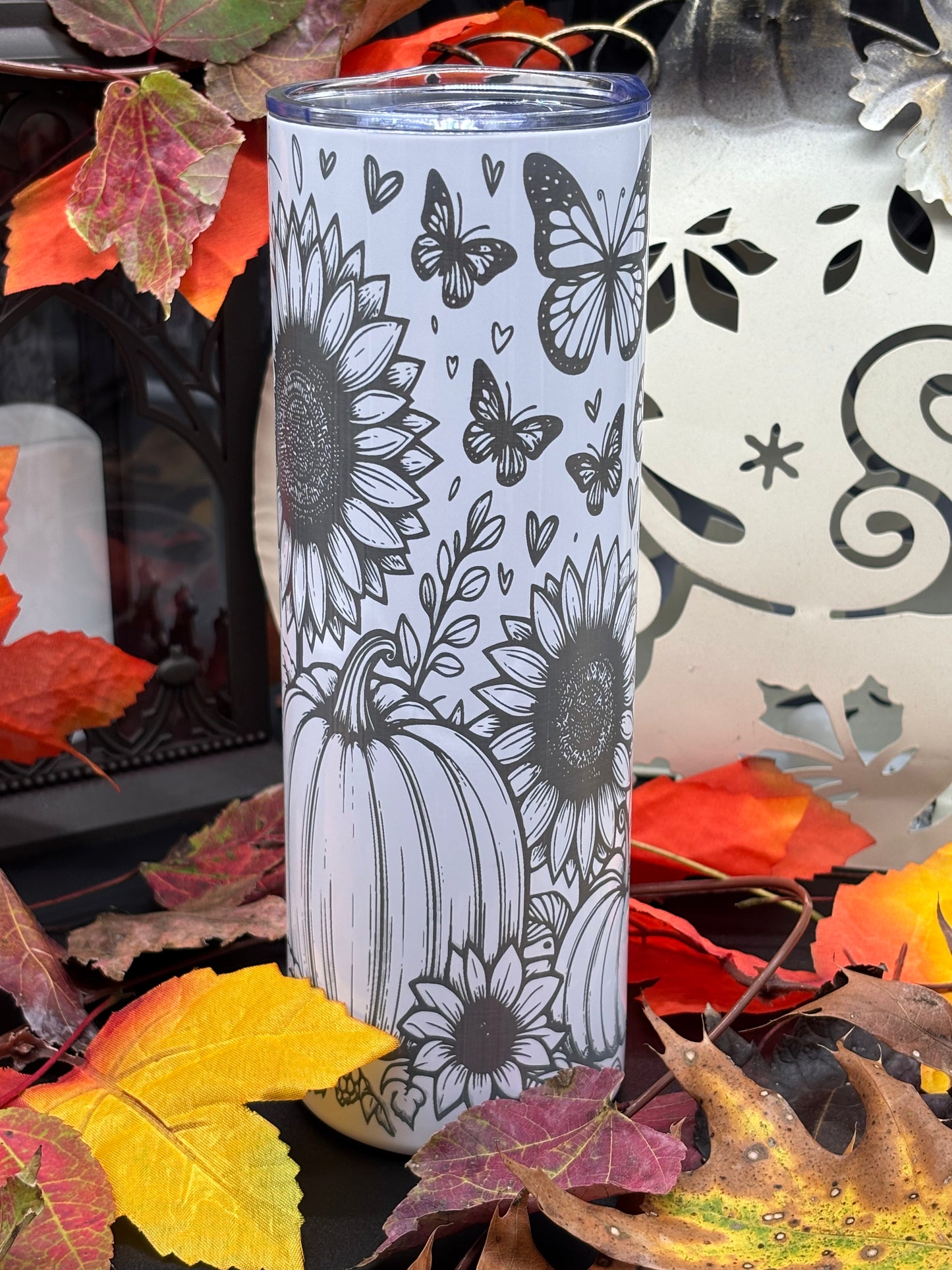 Elegant Fall Themed 20oz skinny tumbler
