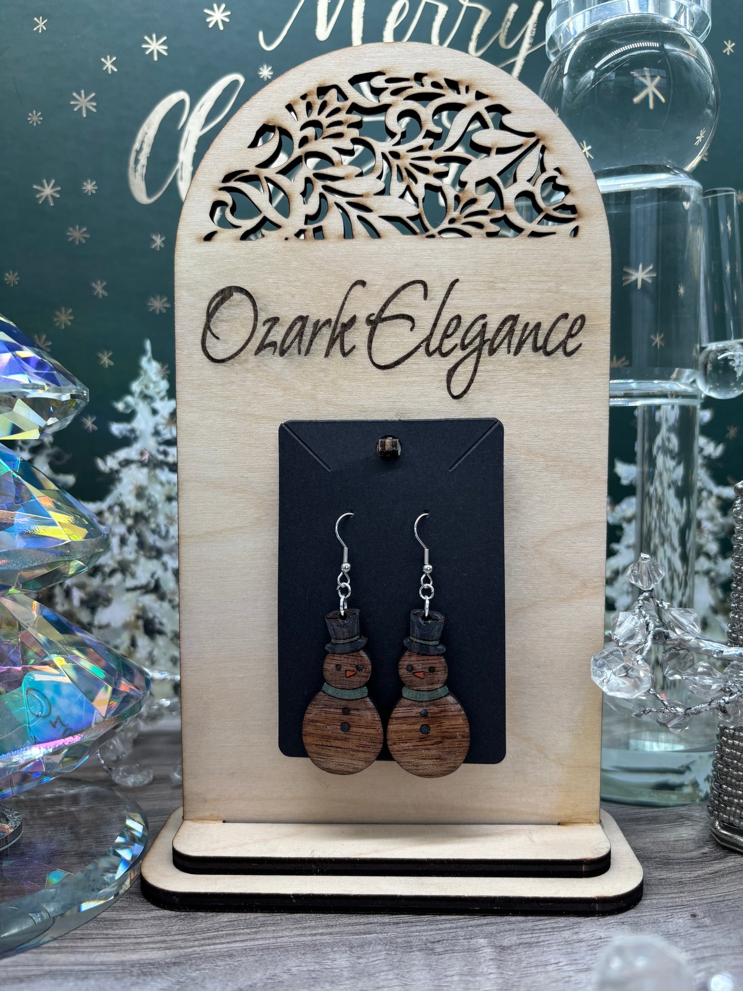Classy Christmas Snowman Earrings