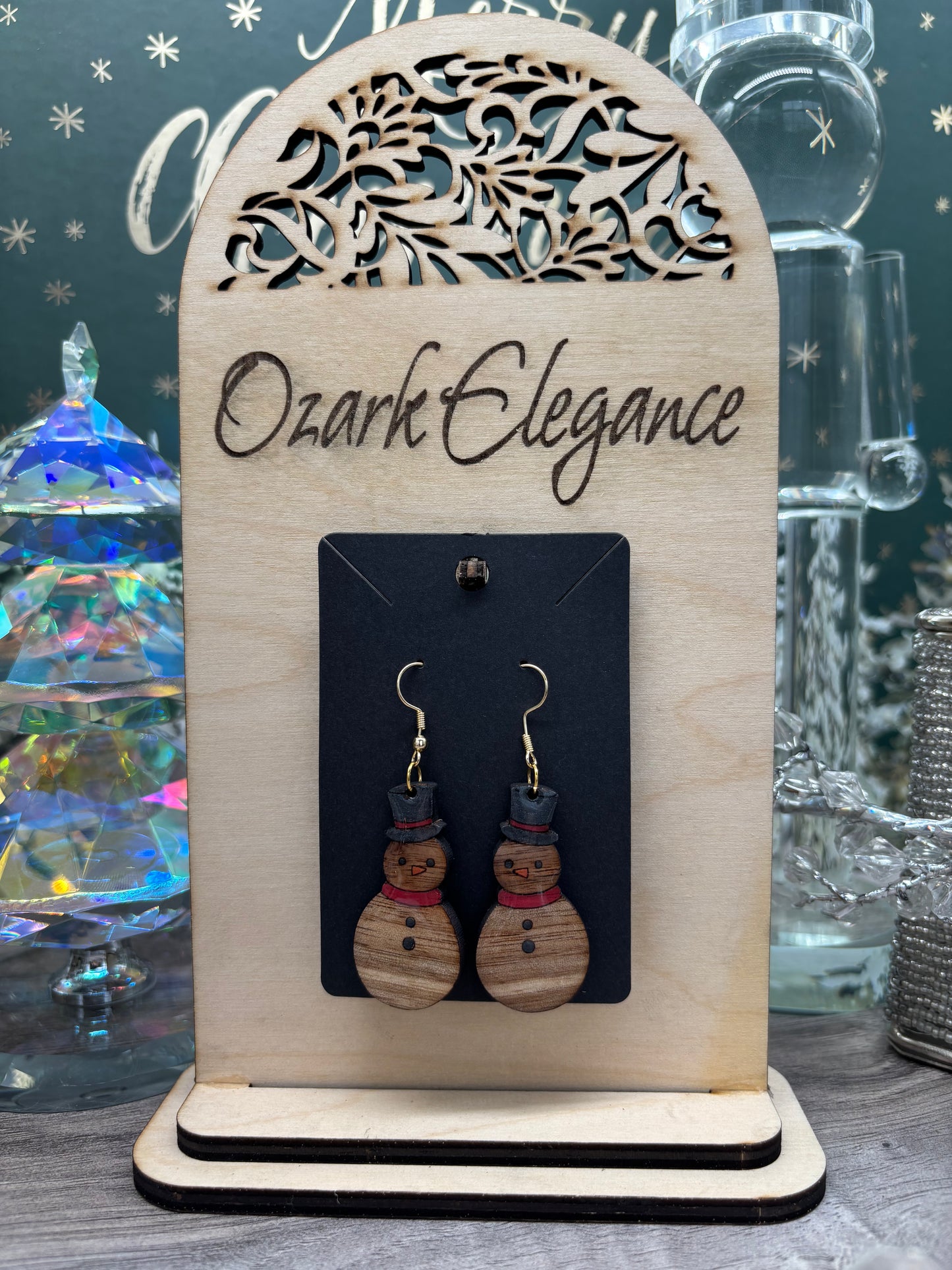 Classy Christmas Snowman Earrings
