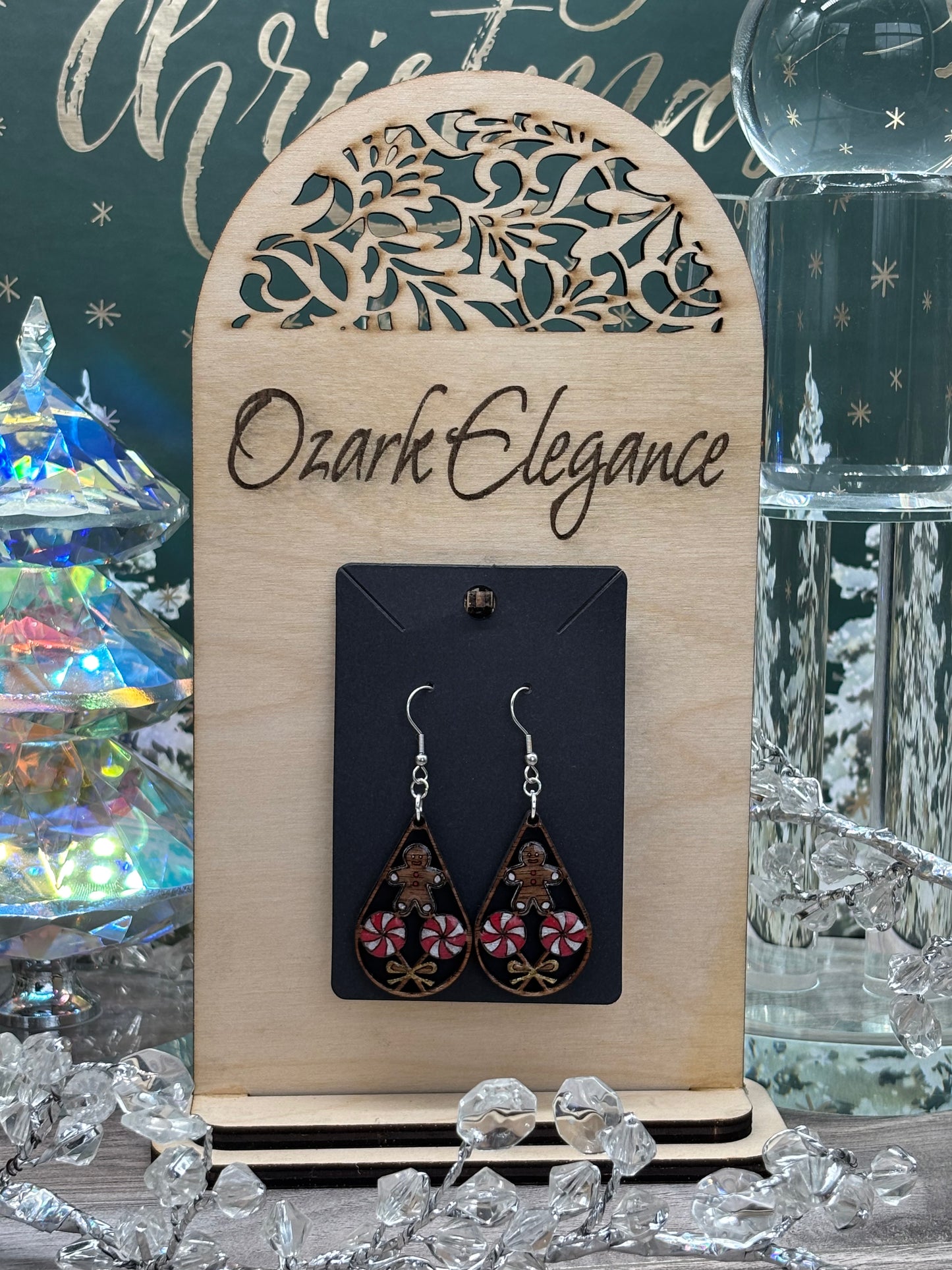 Classy Gingerbread Man & Lollipop Teardrop Earrings