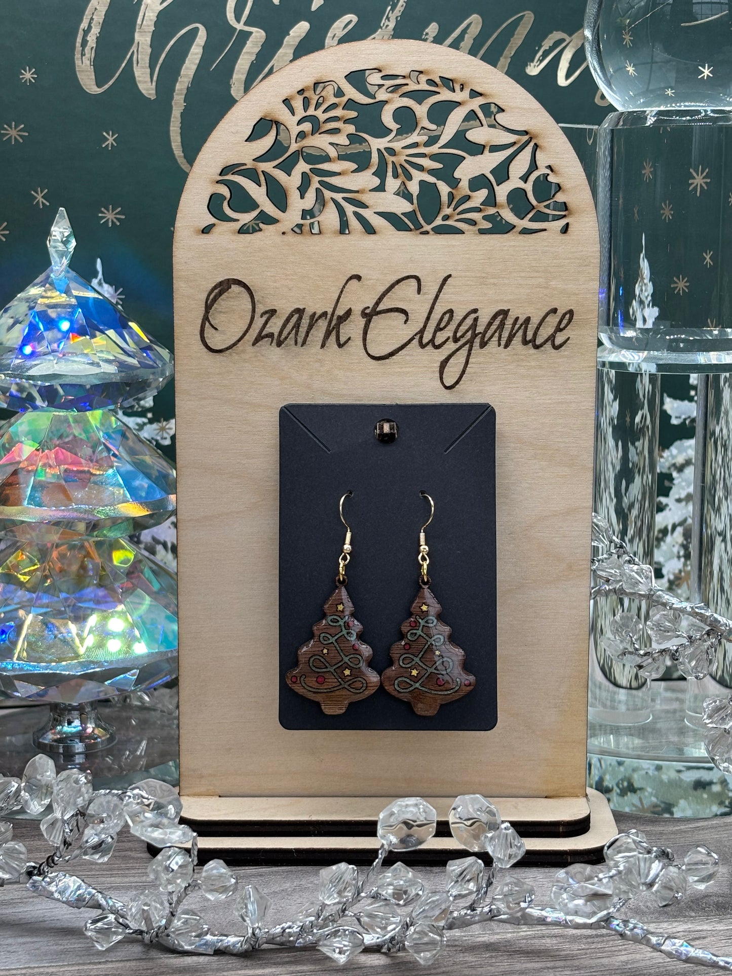 Hand Painted Christmas Tree Earrings