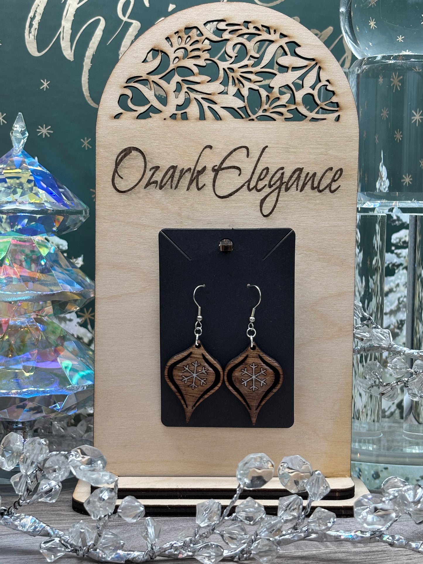 Classic Snowflake Engraved Ornament Earrings
