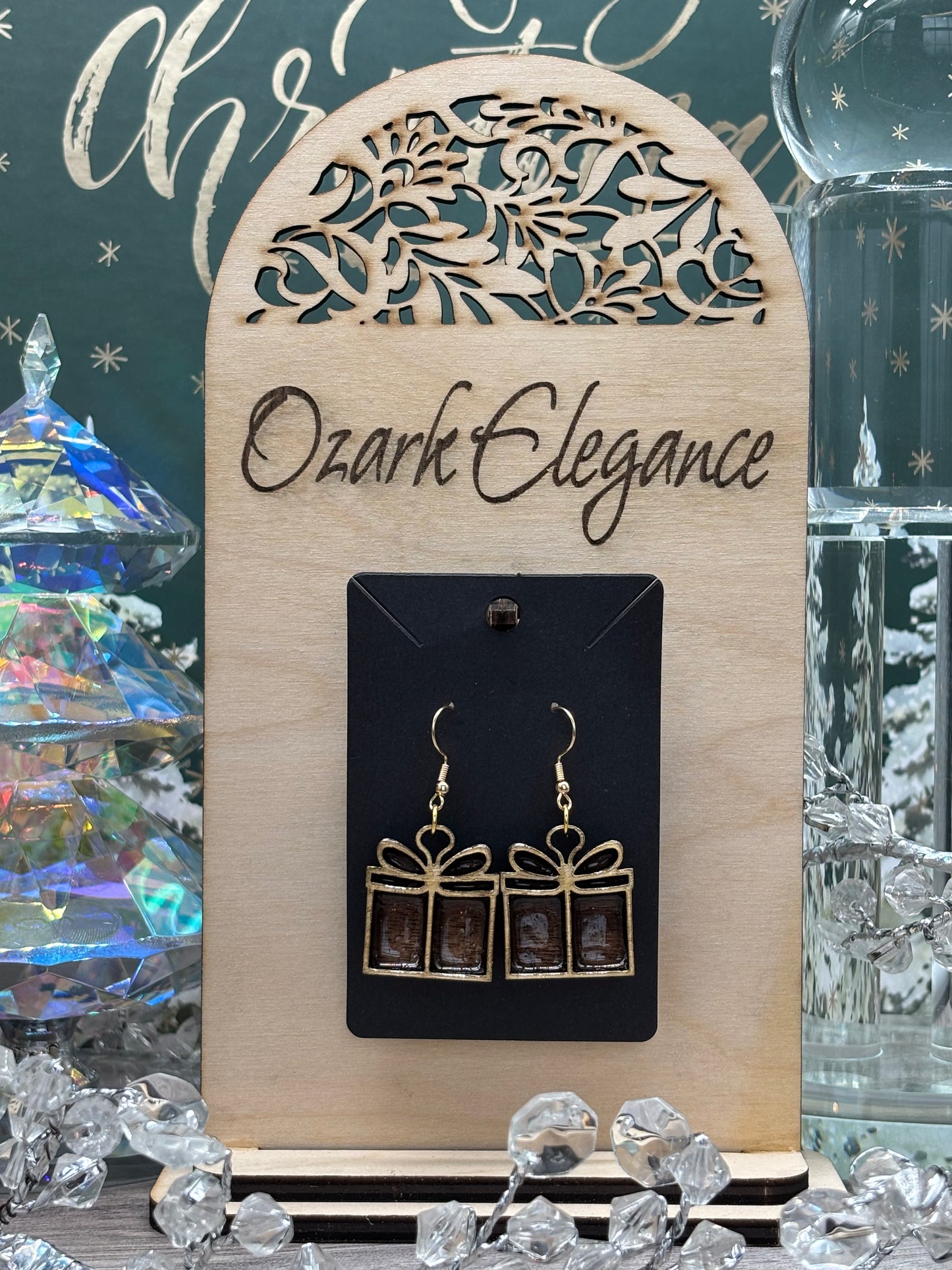 Simple Layered Holiday Present Earrings