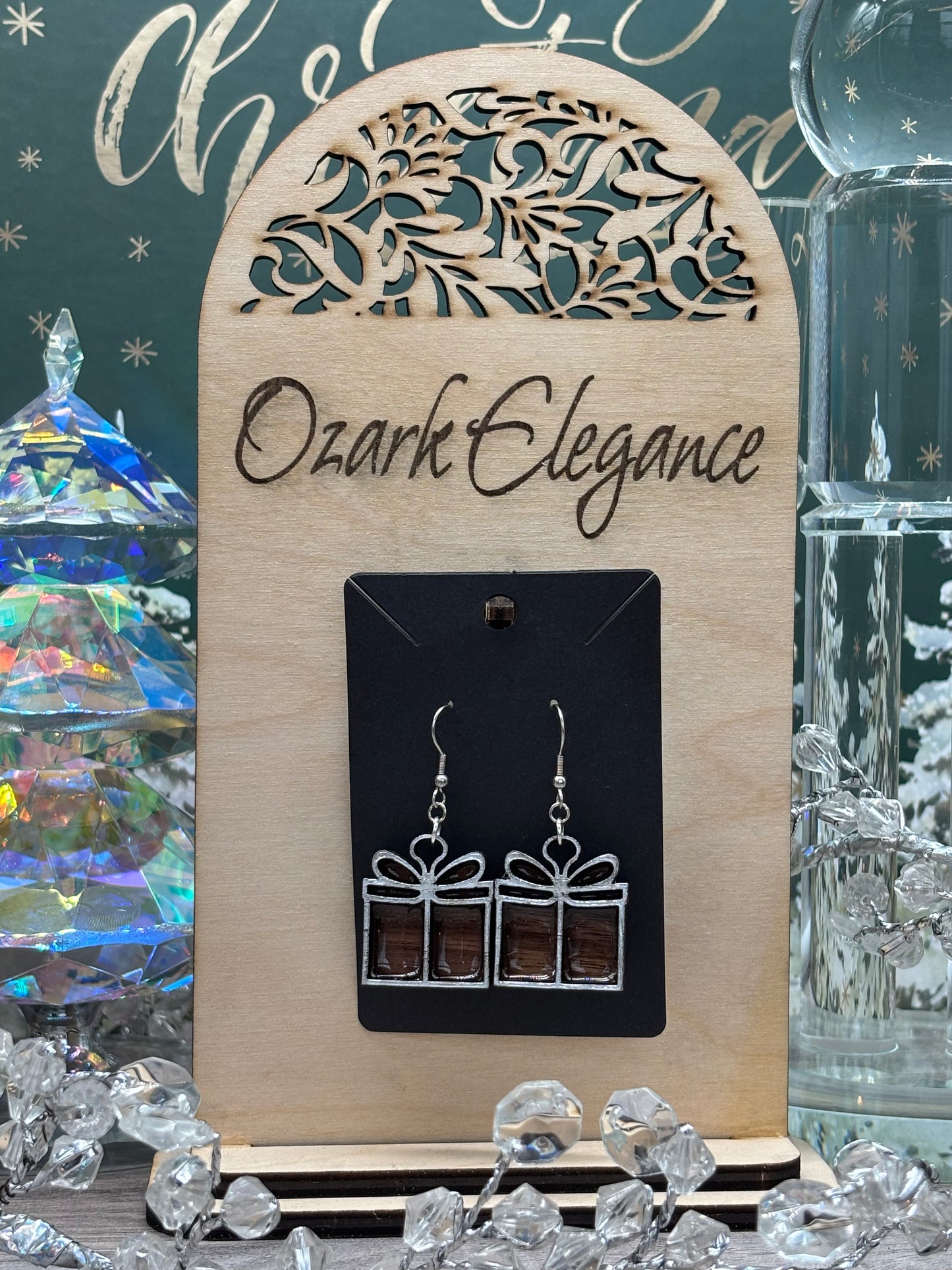 Simple Layered Holiday Present Earrings