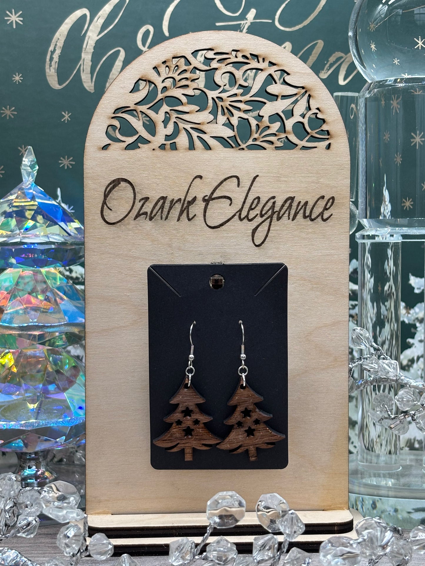Simple Christmas Tree with Stars Earrings