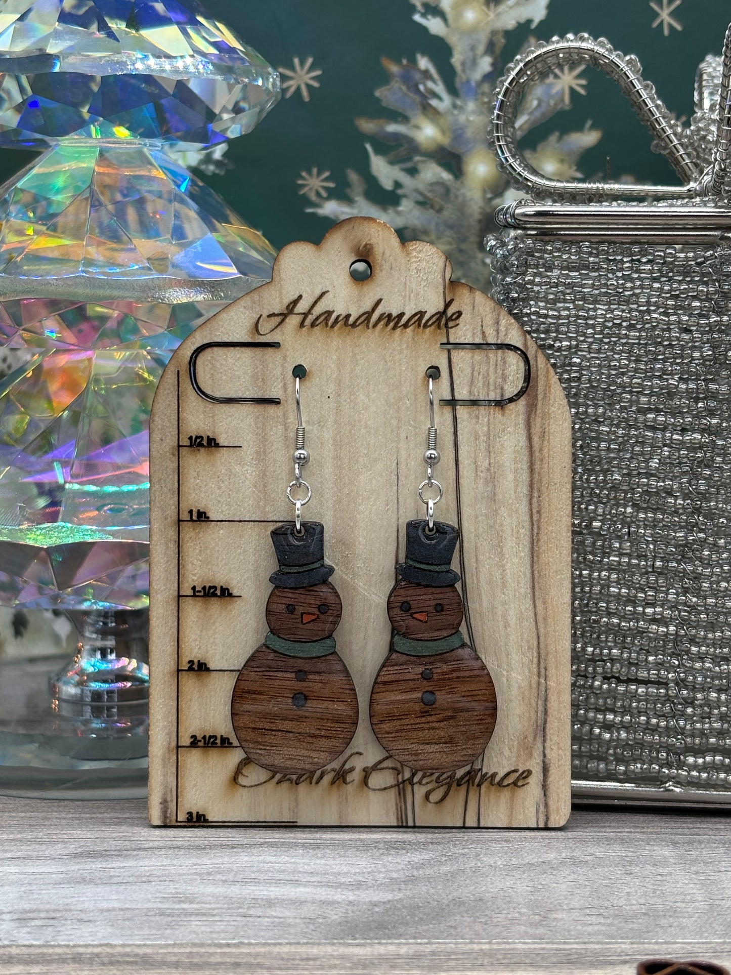 Classy Christmas Snowman Earrings