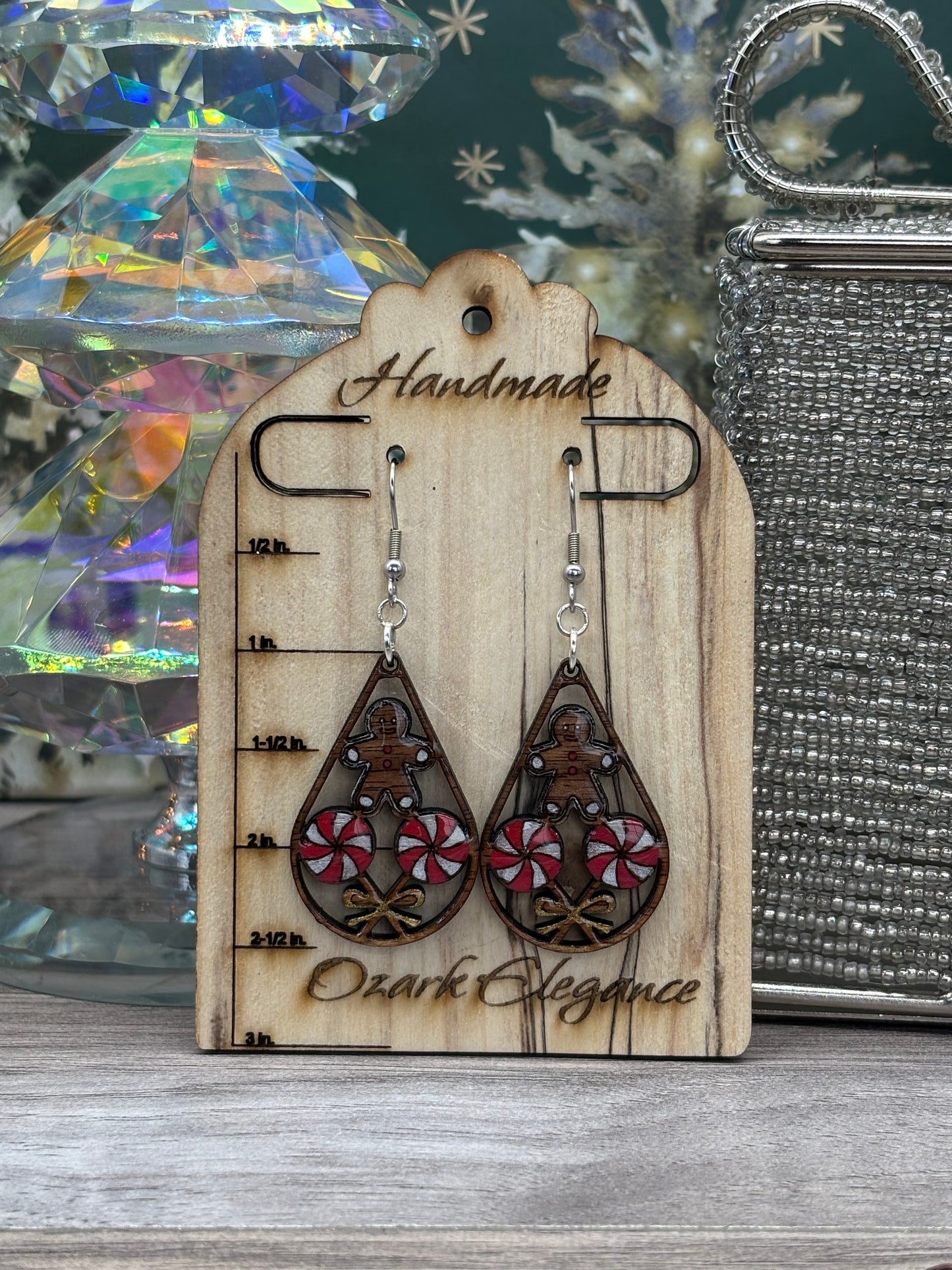 Classy Gingerbread Man & Lollipop Teardrop Earrings