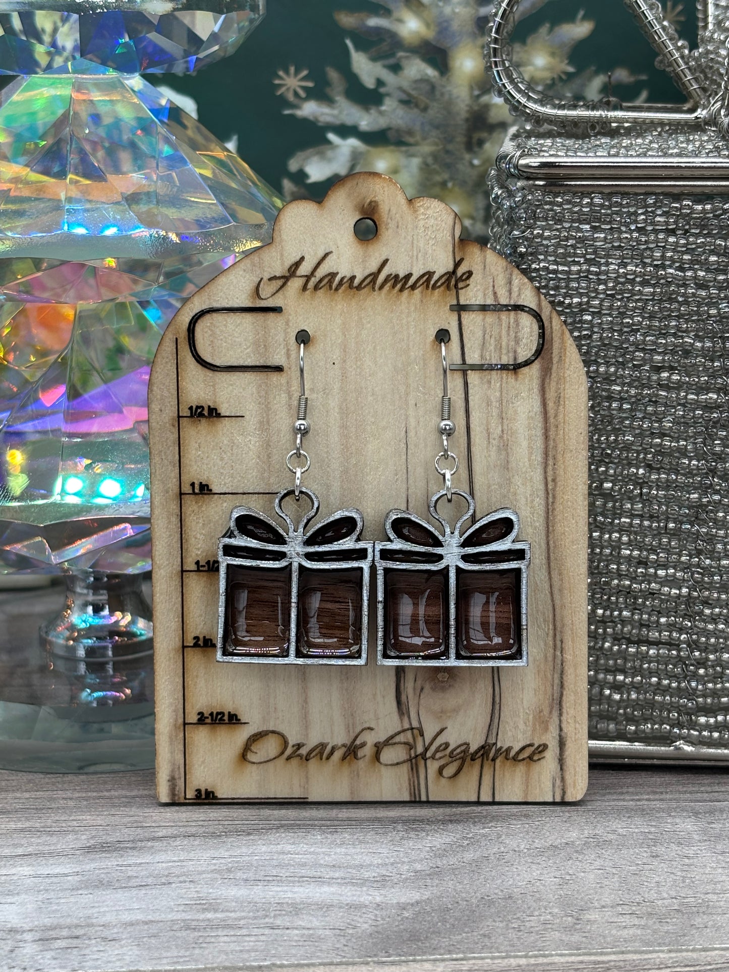 Simple Layered Holiday Present Earrings