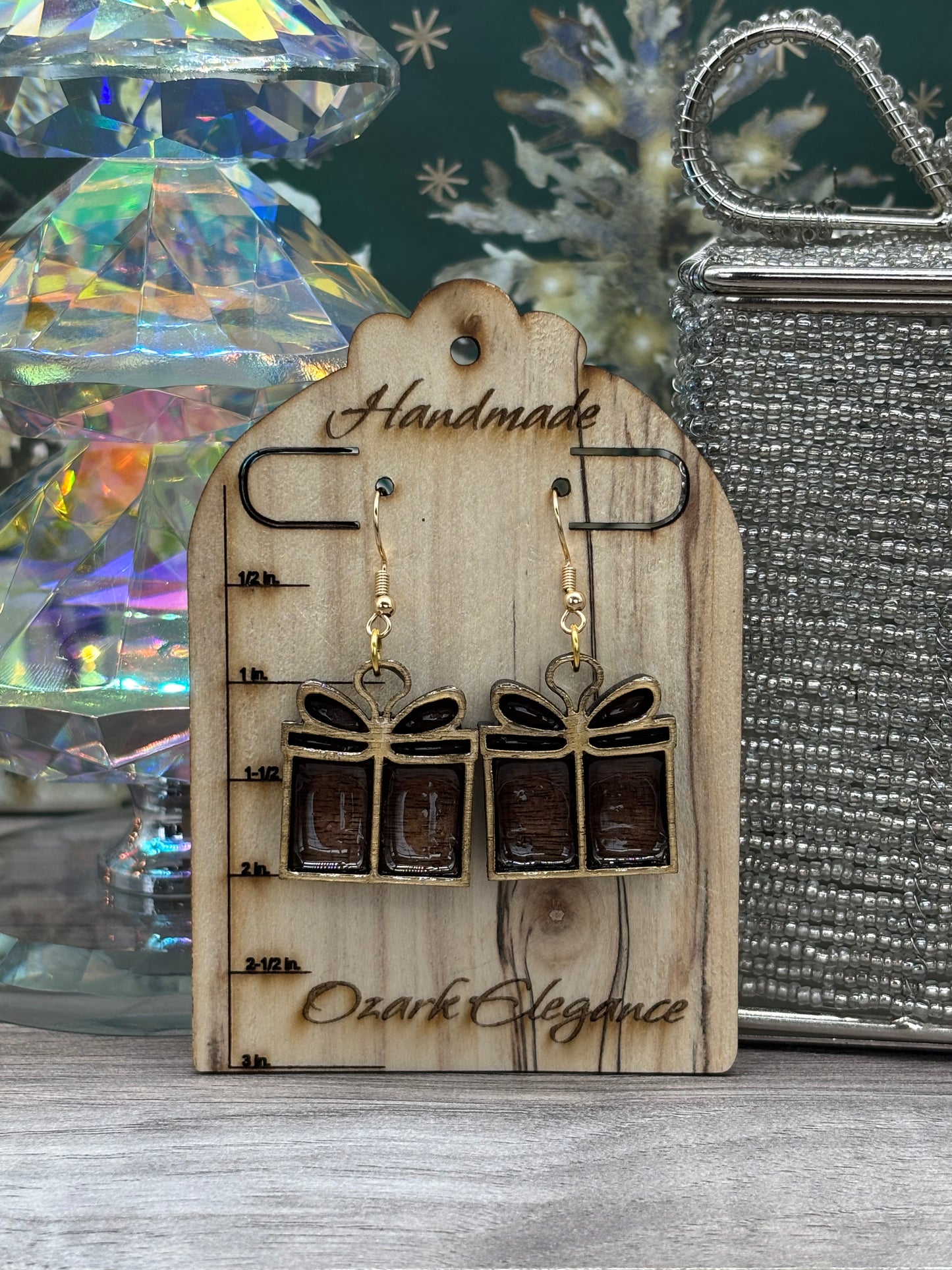 Simple Layered Holiday Present Earrings
