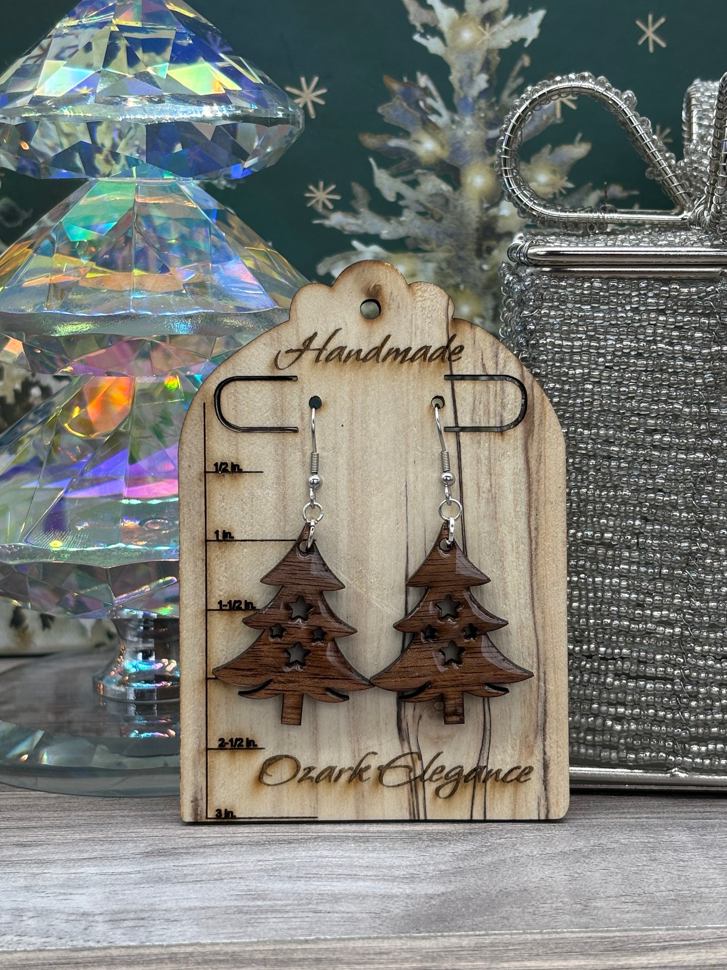 Simple Christmas Tree with Stars Earrings