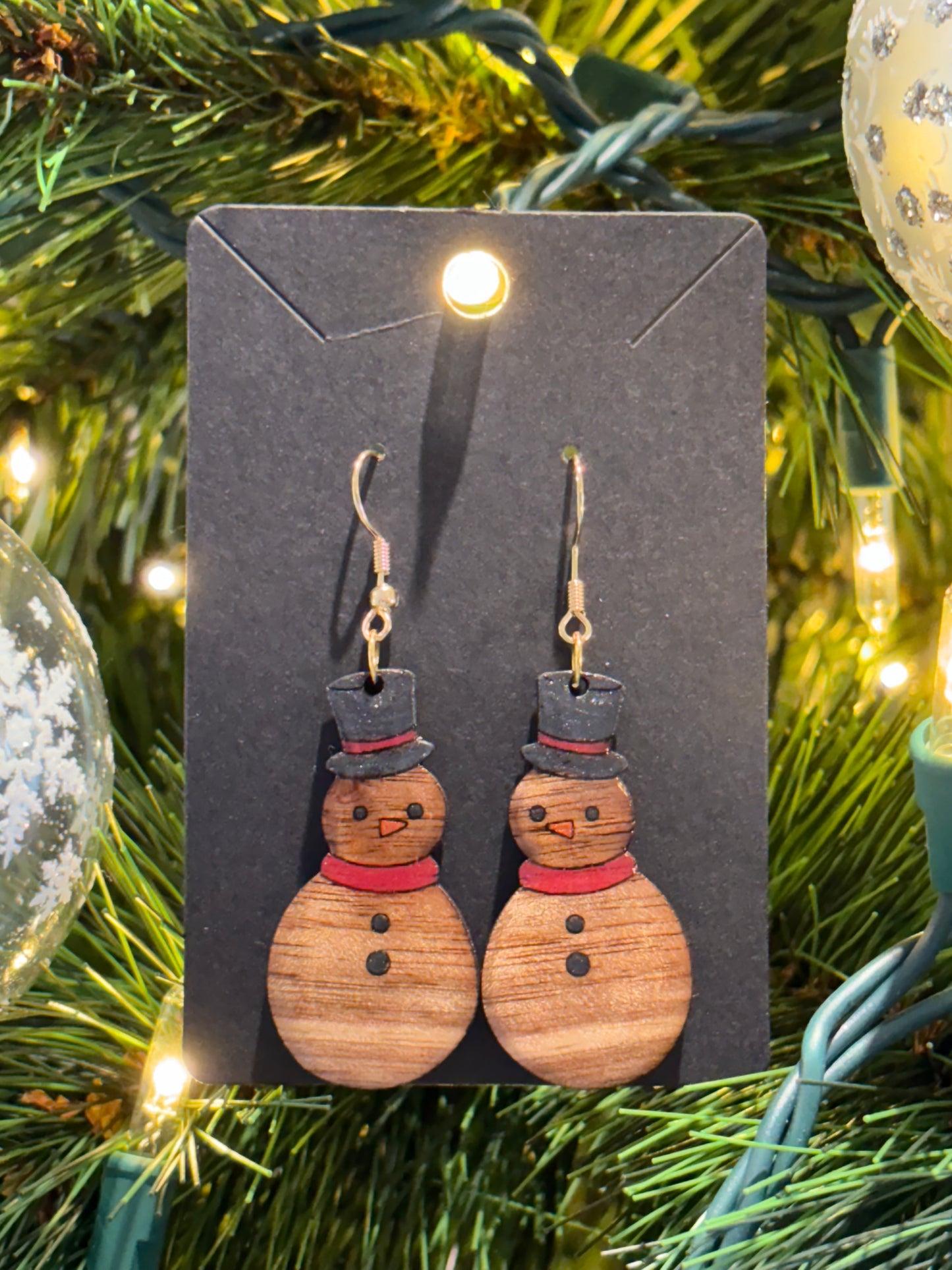 Classy Christmas Snowman Earrings