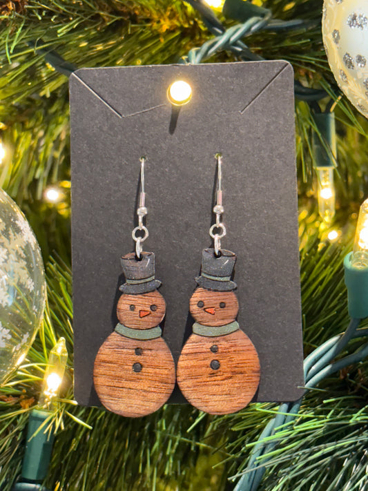 Classy Christmas Snowman Earrings