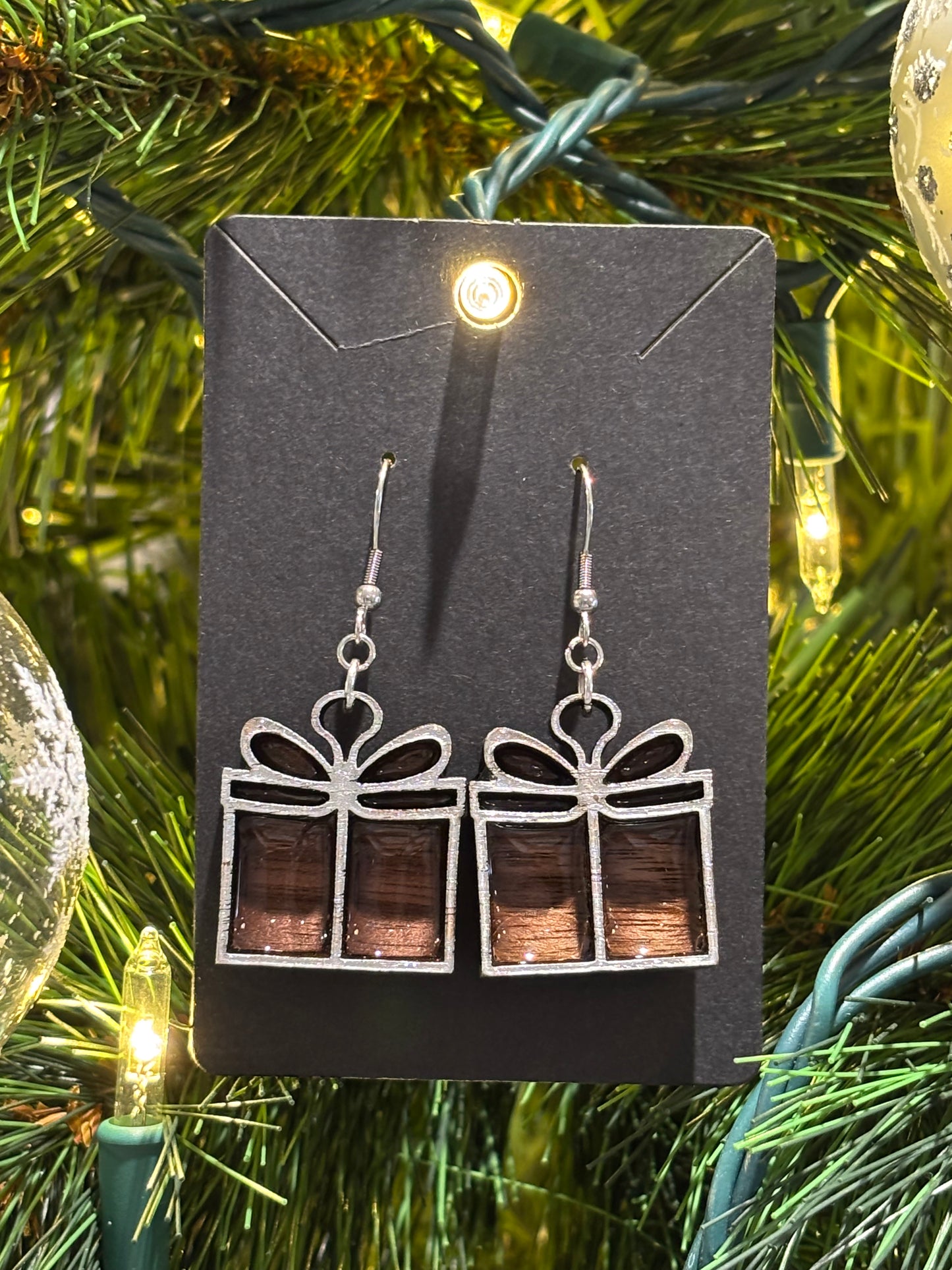 Simple Layered Holiday Present Earrings