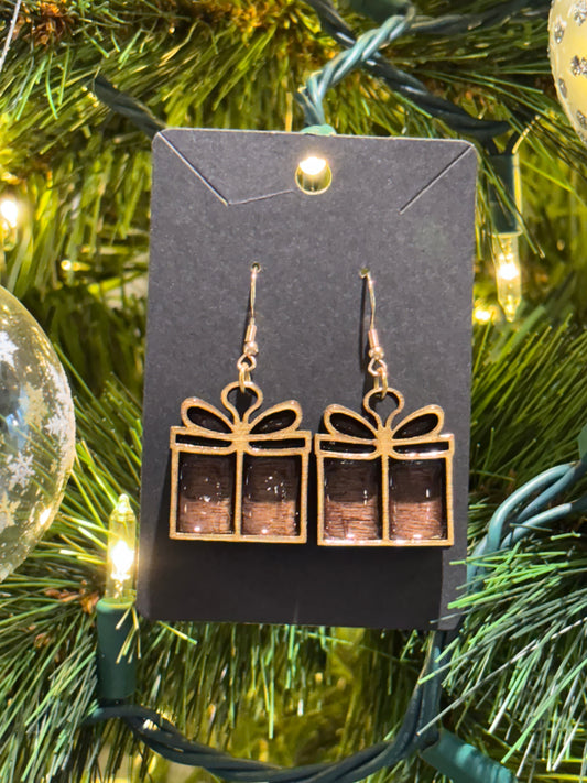 Simple Layered Holiday Present Earrings