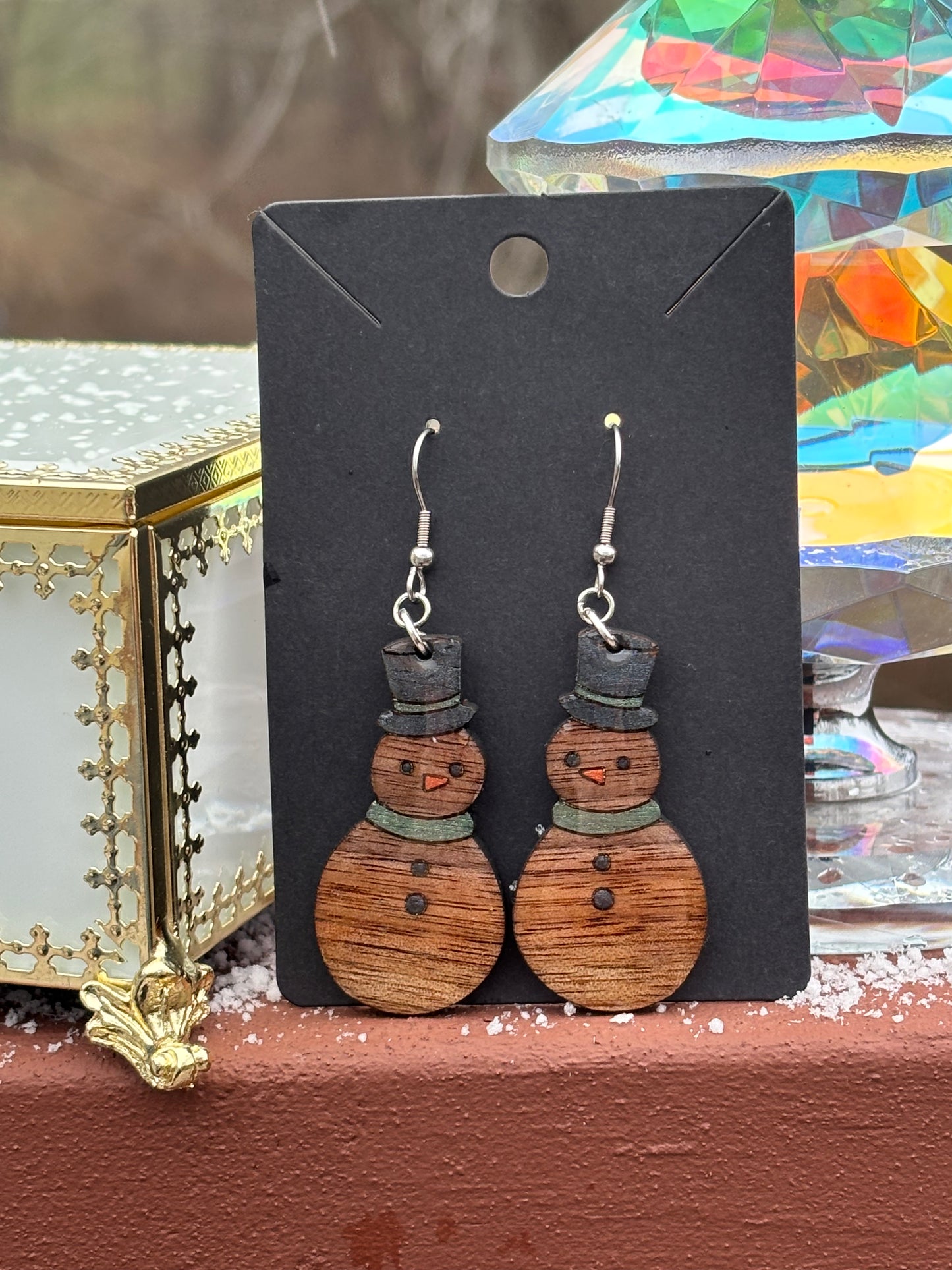 Classy Christmas Snowman Earrings