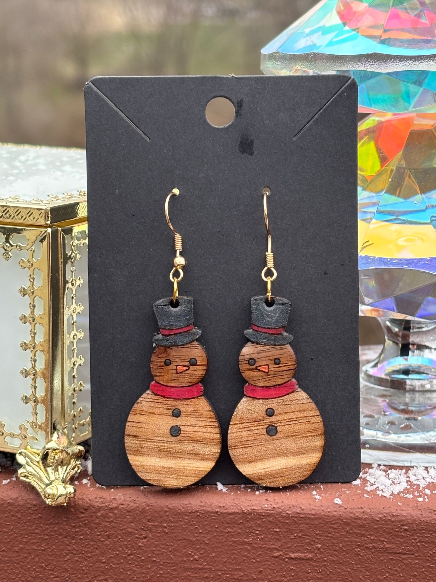 Classy Christmas Snowman Earrings