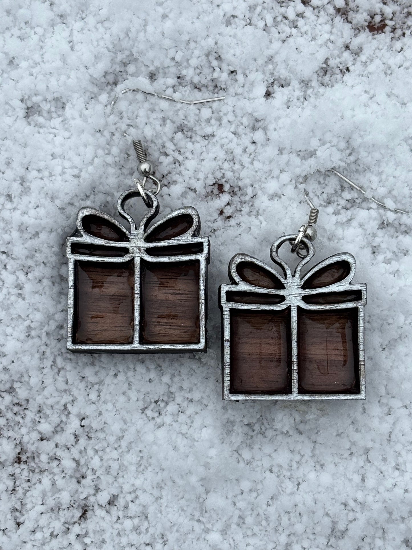 Simple Layered Holiday Present Earrings