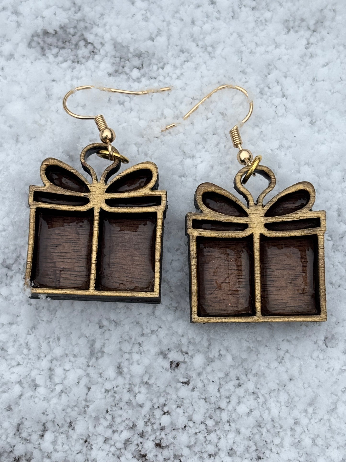 Simple Layered Holiday Present Earrings