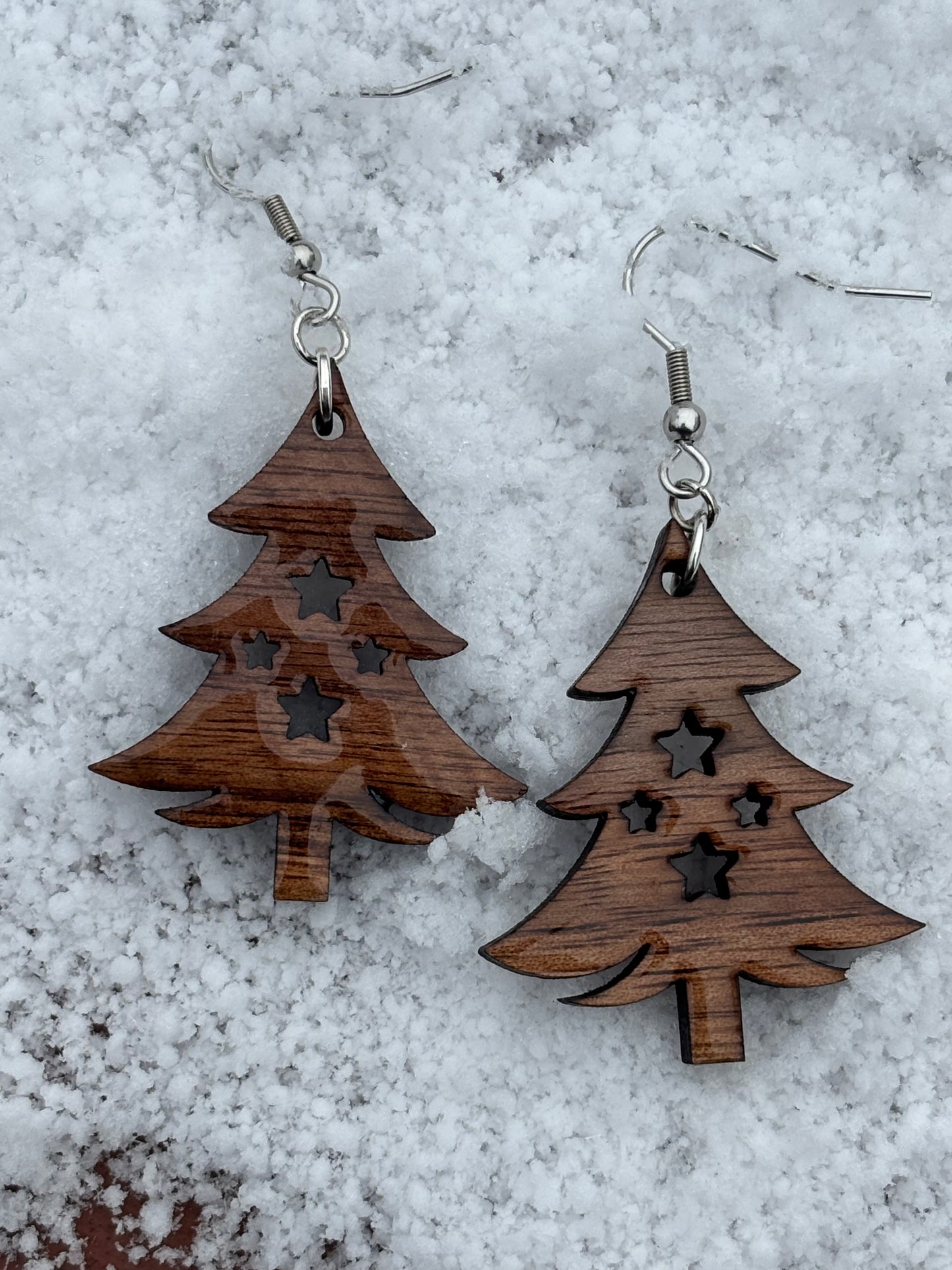 Simple Christmas Tree with Stars Earrings