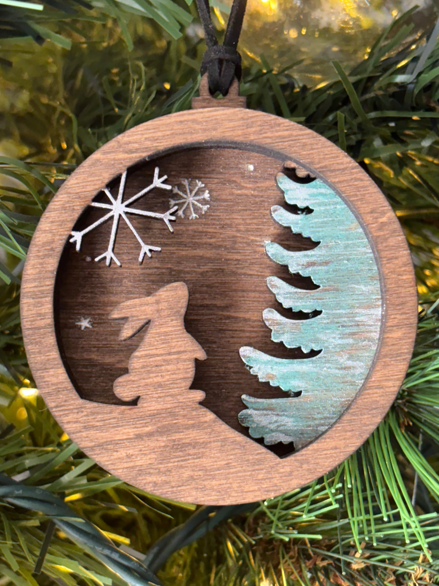 3D Snowflake Christmas Bunny Ornament