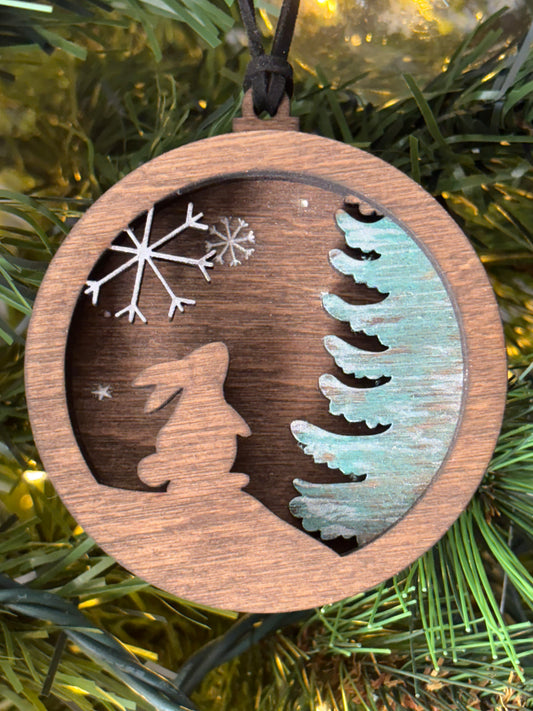3D Snowflake Christmas Bunny Ornament