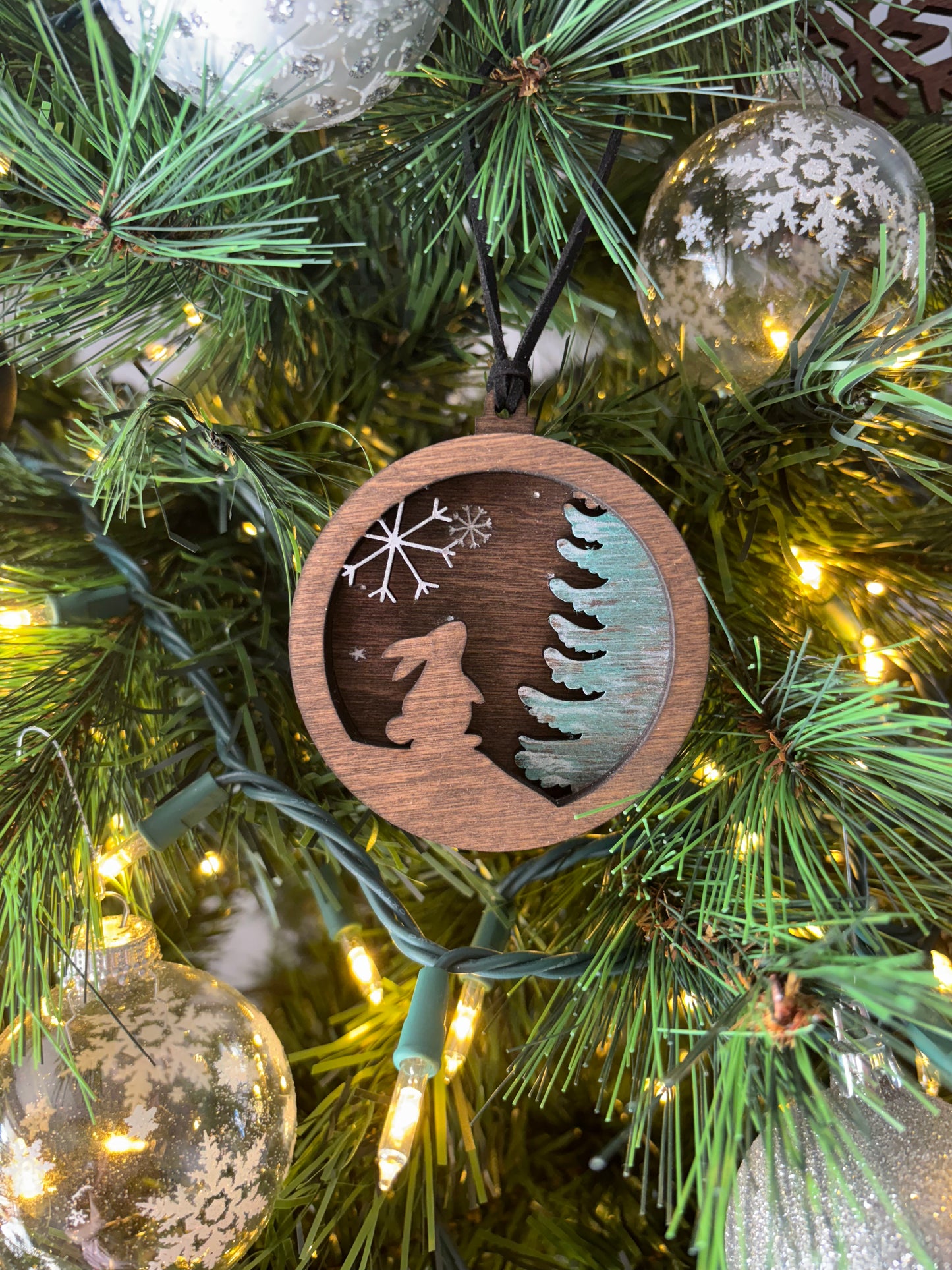 3D Snowflake Christmas Bunny Ornament