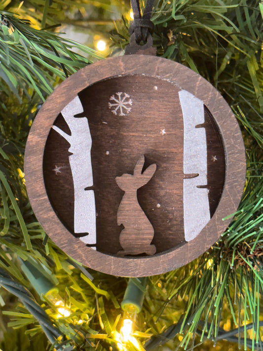 3D Layered Bunny in Silver Tree Forest