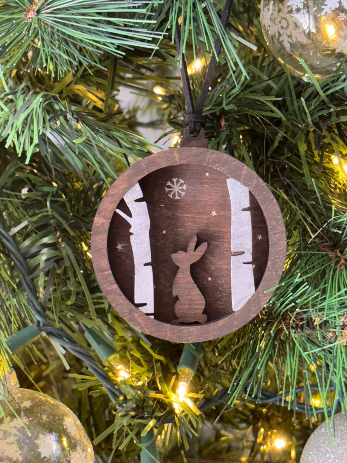 3D Layered Bunny in Silver Tree Forest