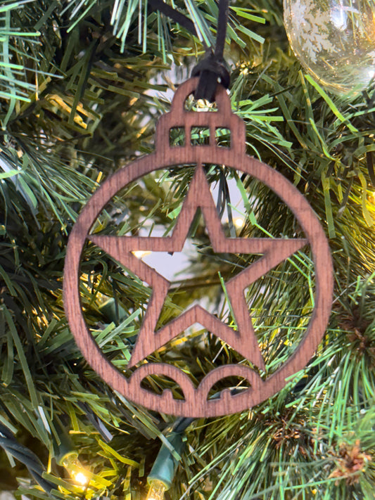 Solid Oak Classic Christmas Star Ornament