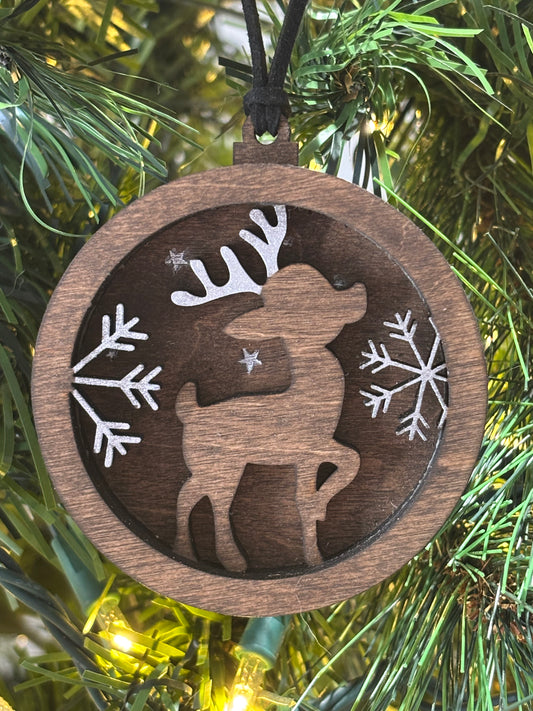 3D Layered Cute Reindeer Ornament