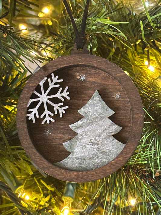 3D Layered Classy Tree and Snowflake Ornament