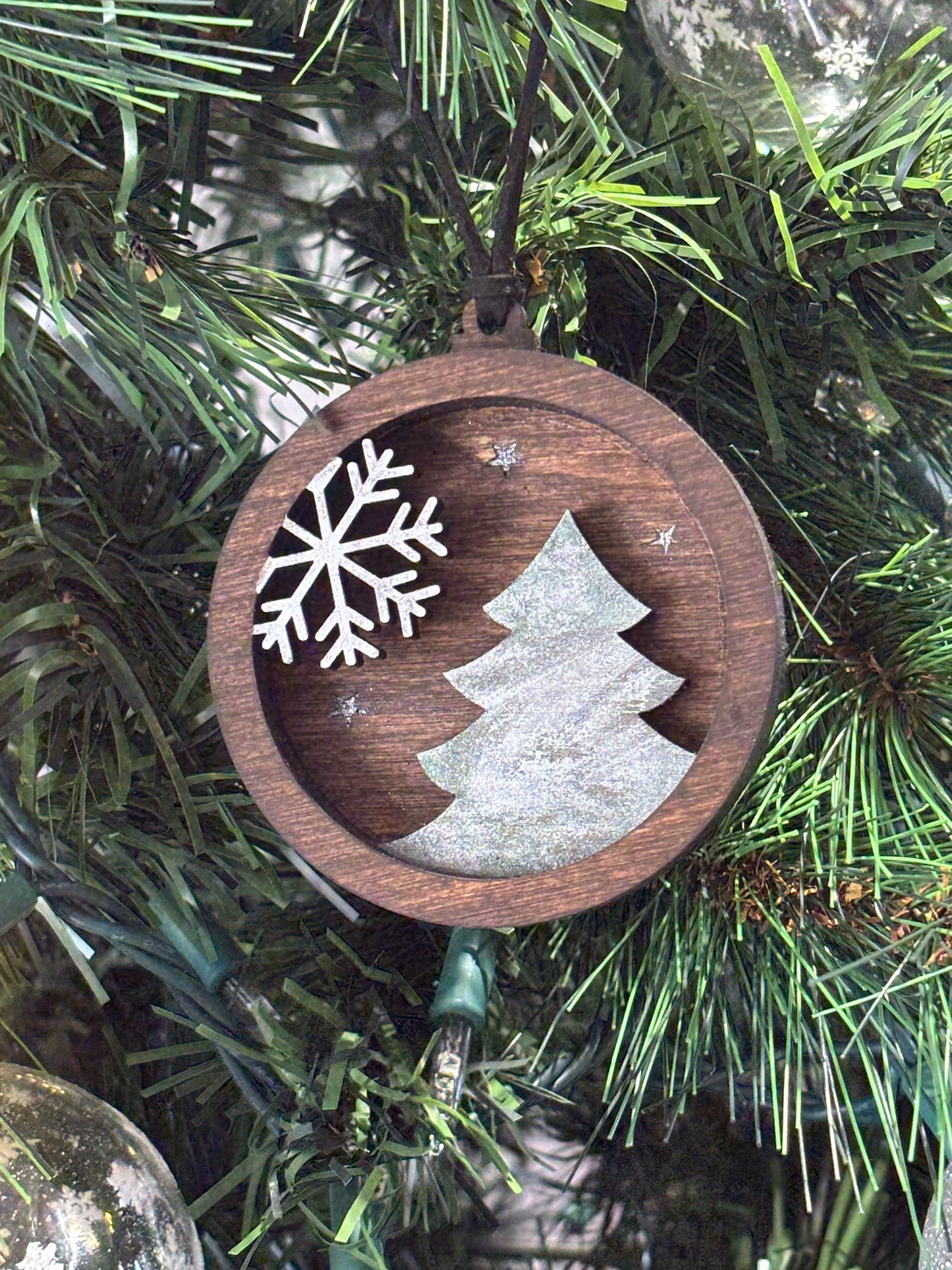 3D Layered Classy Tree and Snowflake Ornament