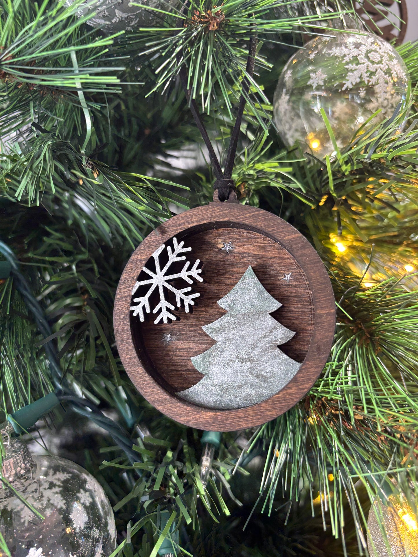3D Layered Classy Tree and Snowflake Ornament