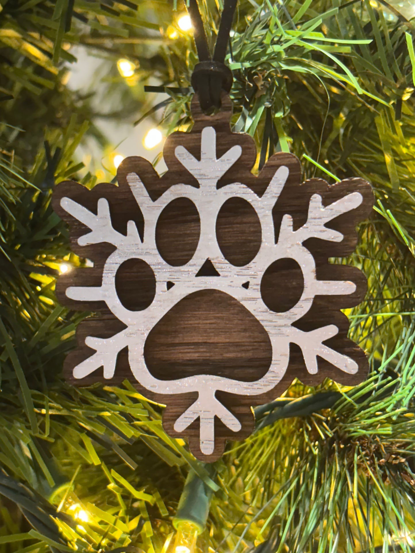 Layered Snowflake Pawprint Ornament