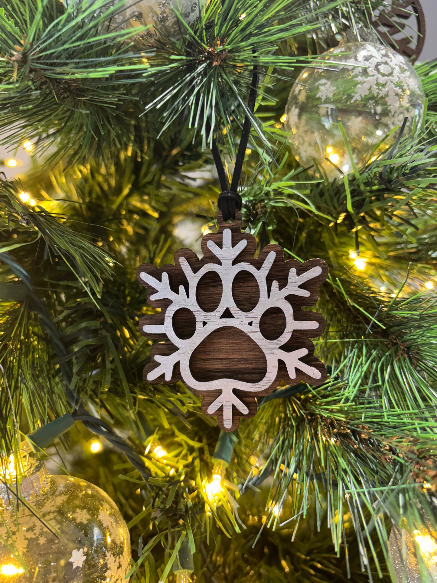 Layered Snowflake Pawprint Ornament
