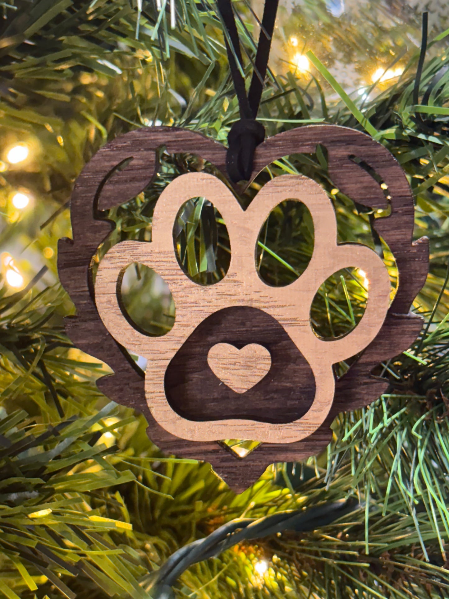 Layered Heart with Paw Print Ornament