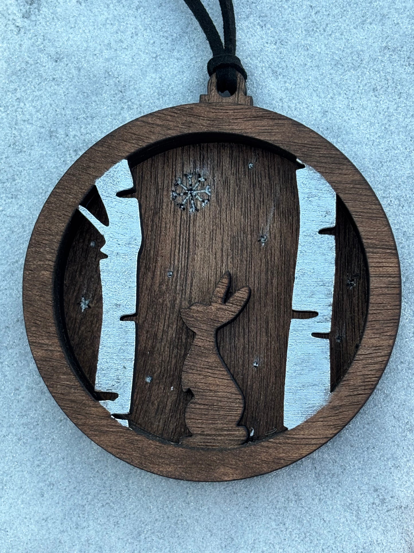 3D Layered Bunny in Silver Tree Forest