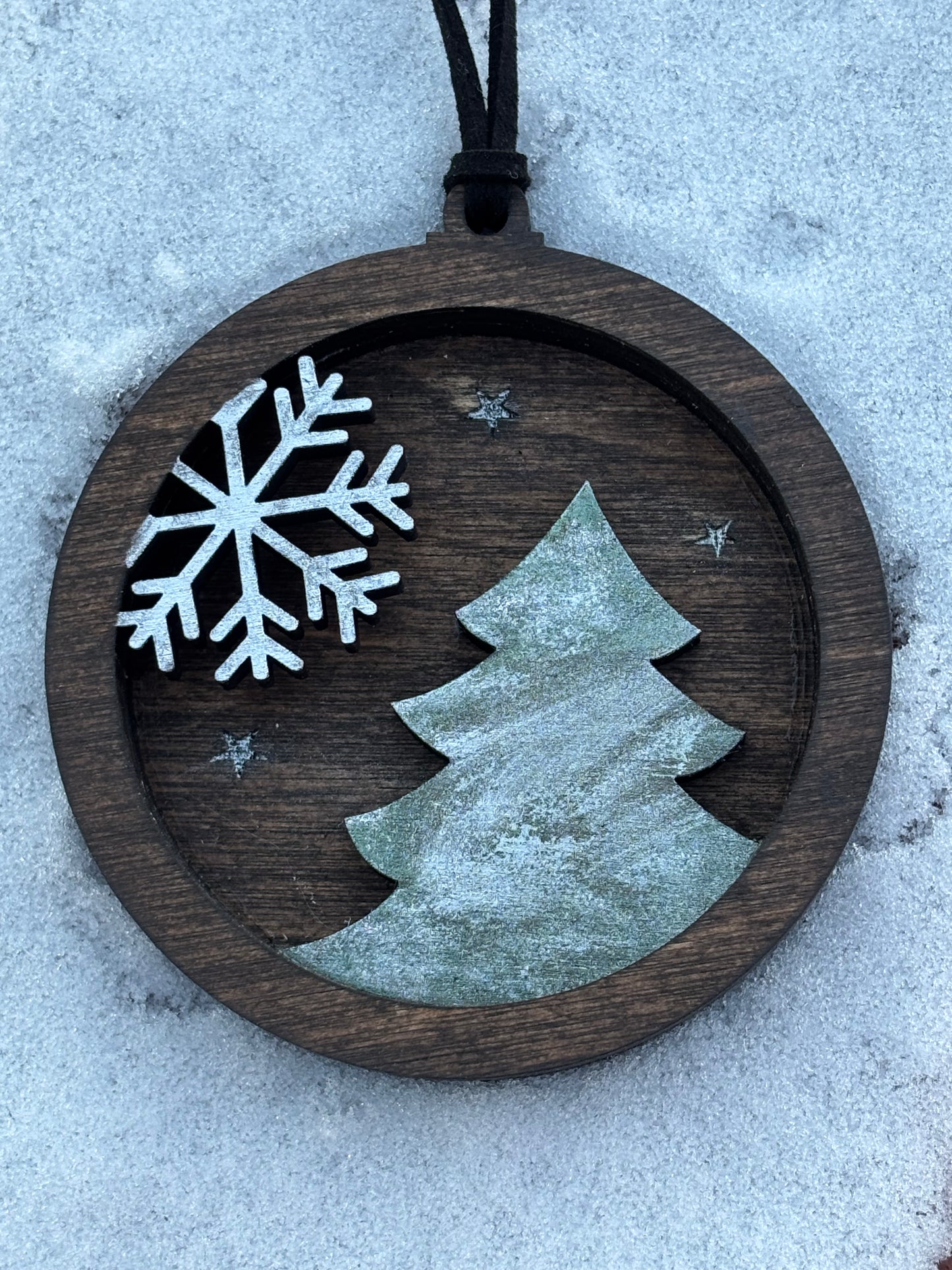 3D Layered Classy Tree and Snowflake Ornament