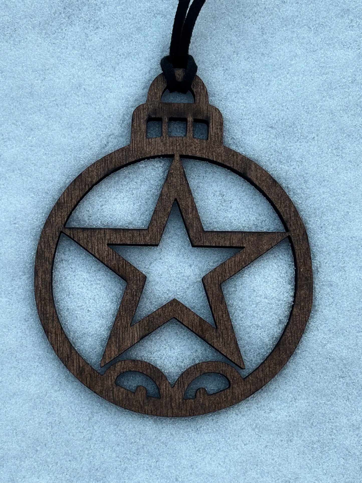 Solid Oak Classic Christmas Star Ornament