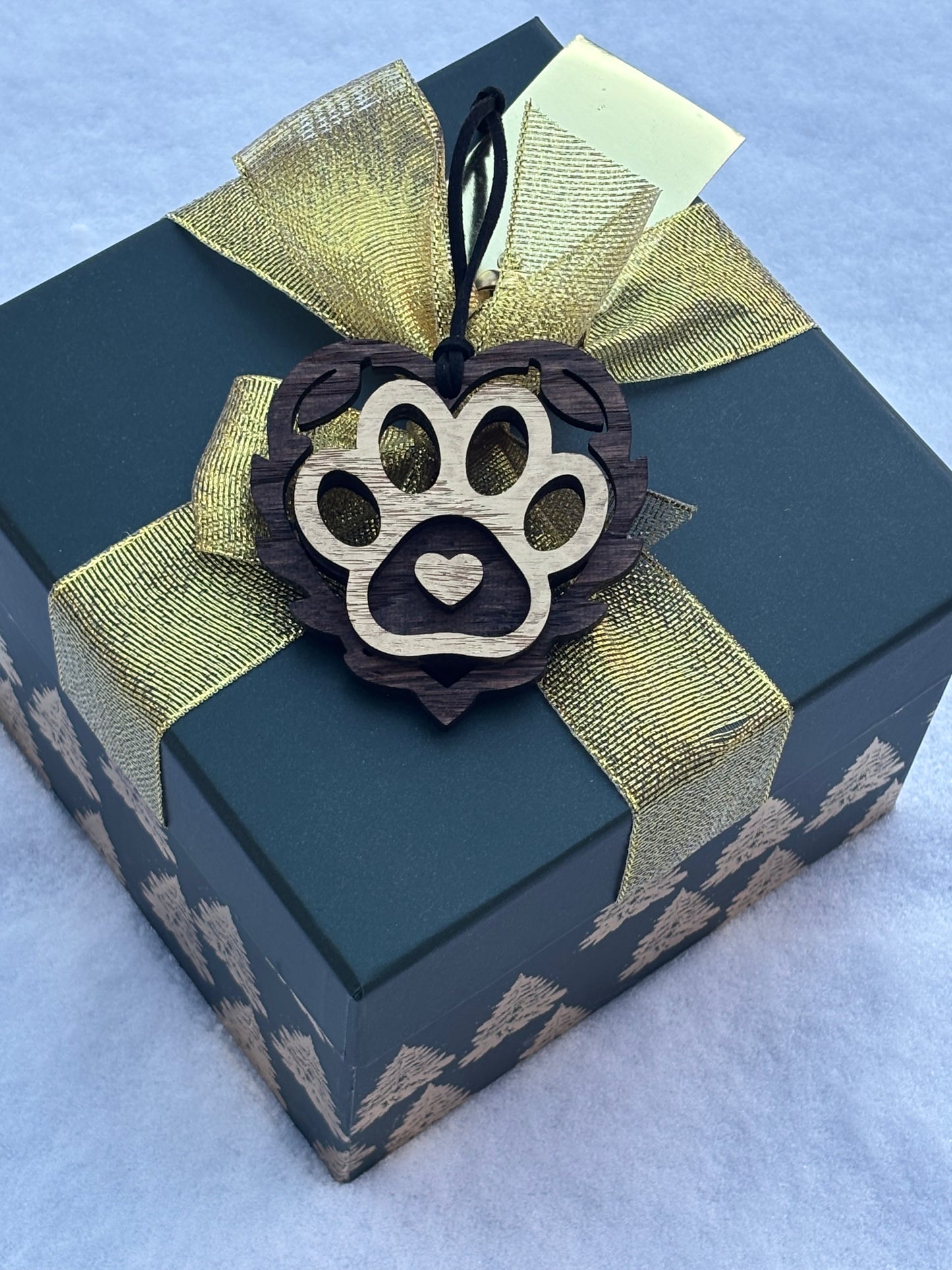 Layered Heart with Paw Print Ornament