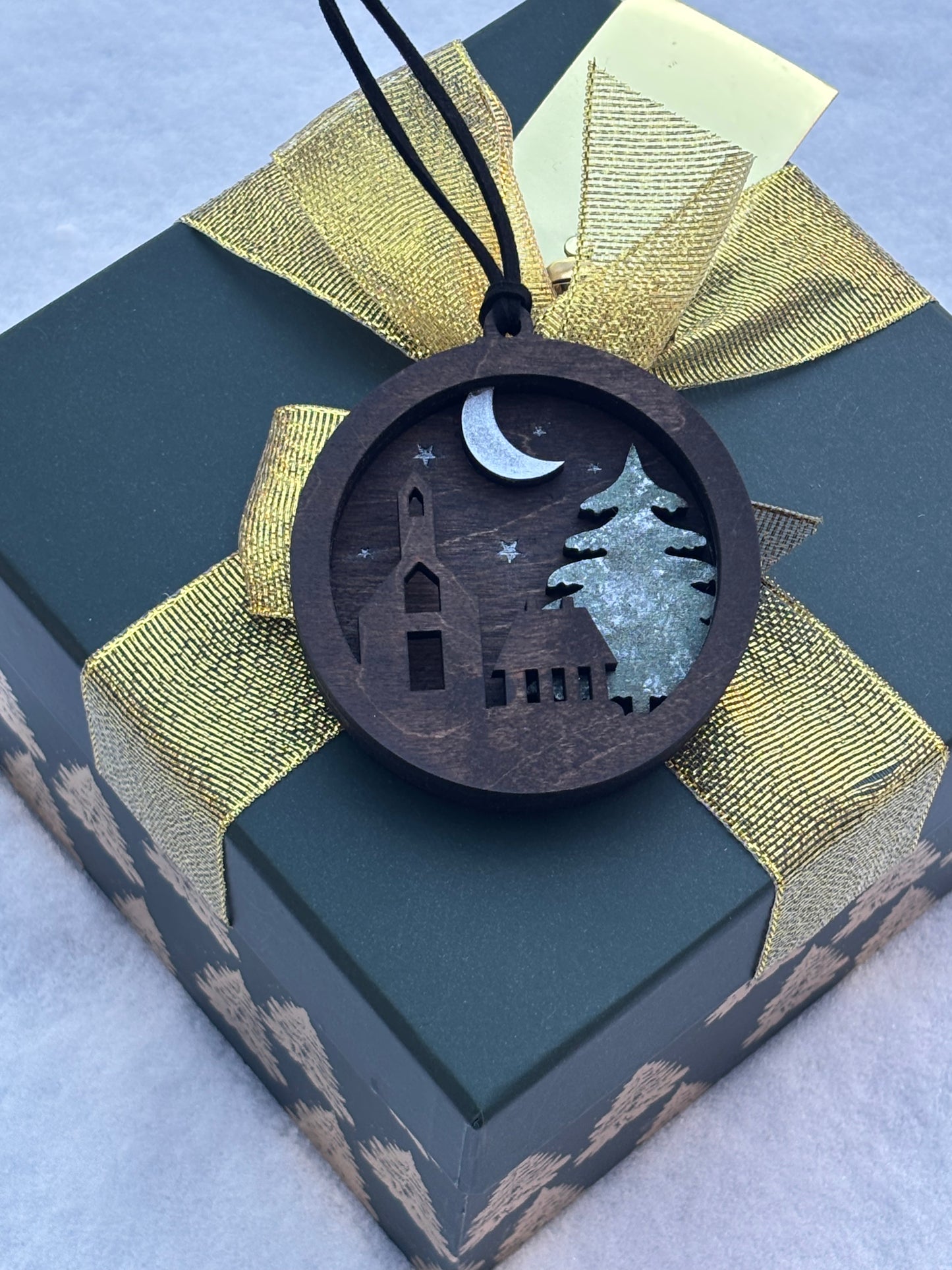3D Layered Classic Christmas Church Under a Starry Sky