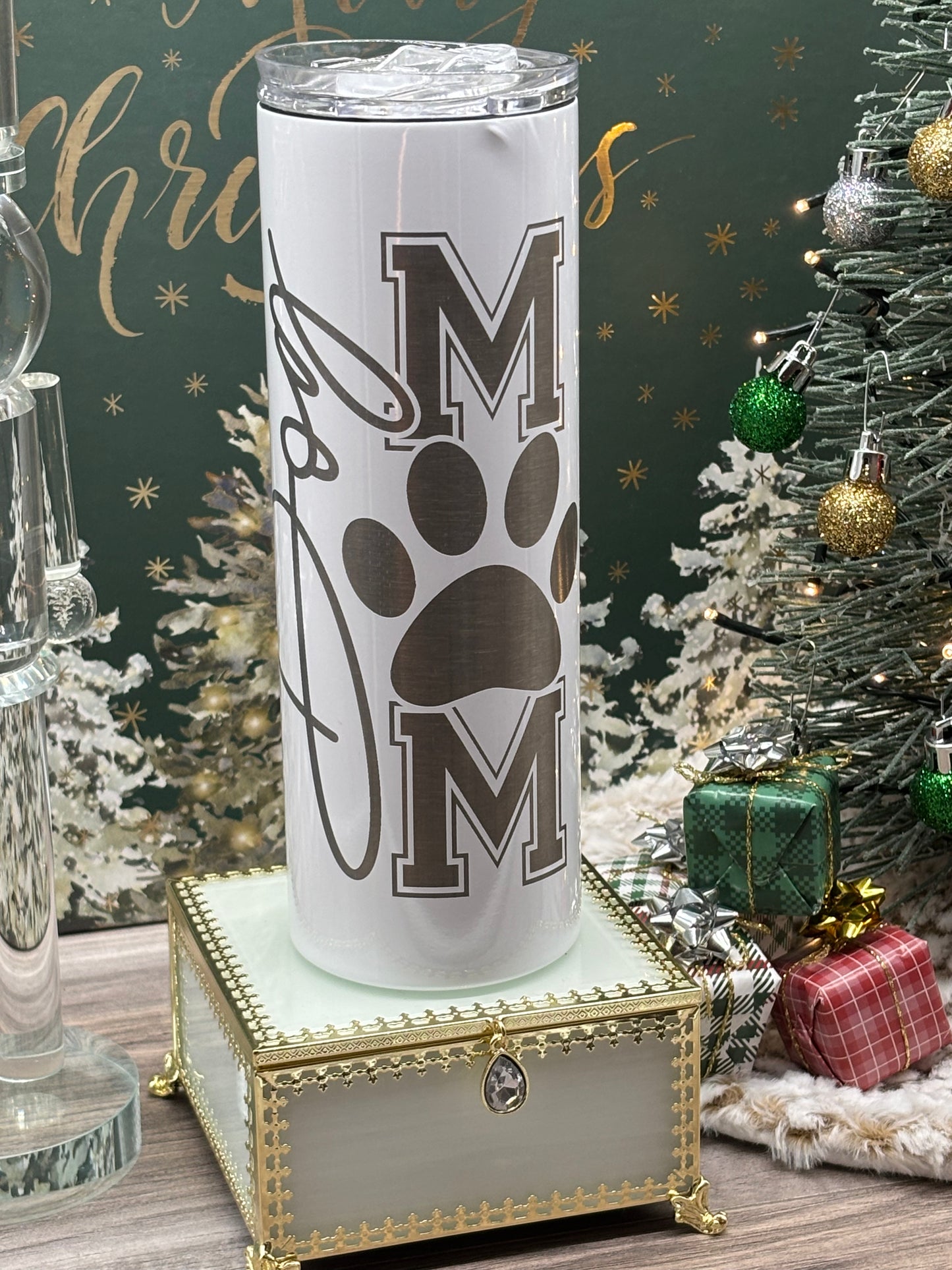 20oz Laser Engraved Tumbler with Cute Dog Mom Image