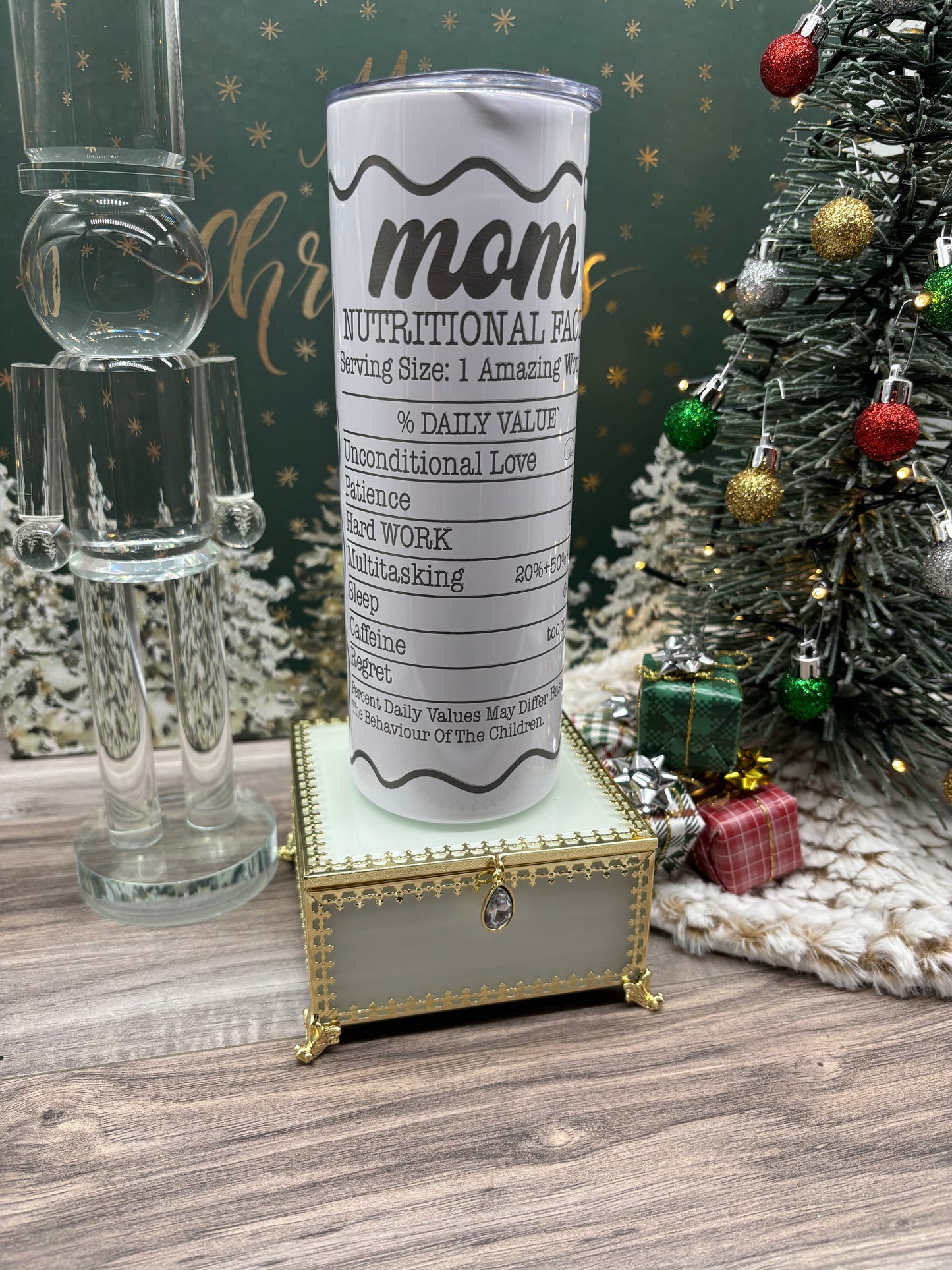 20oz Skinny Engraved Tumbler with Funny Mom Facts