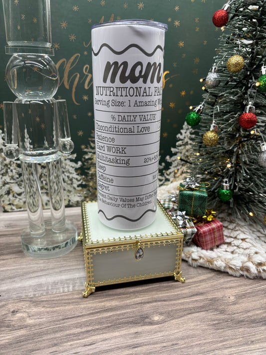 20oz Skinny Engraved Tumbler with Funny Mom Facts
