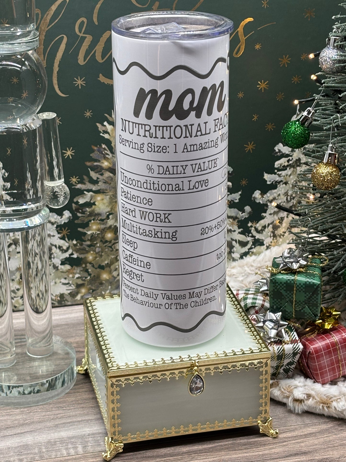 20oz Skinny Engraved Tumbler with Funny Mom Facts