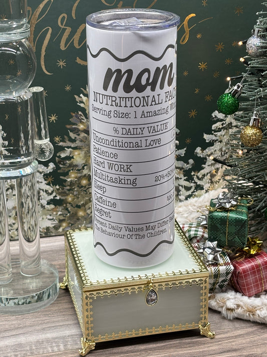 20oz Skinny Engraved Tumbler with Funny Mom Facts